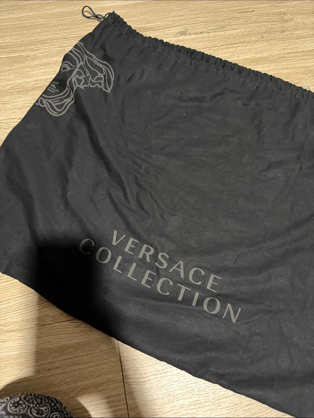 Versace Collection Black Leather Messenger Tote Bag